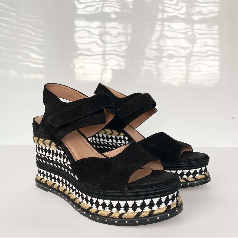 Caslon Black Suede Leather Open Toe Wedge Sandals Size 9M